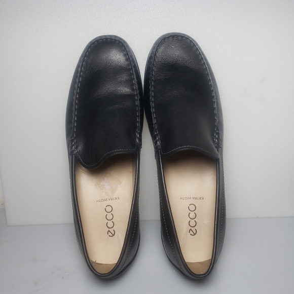 Ecco Men's Classic Moc Black Leather Slip On Loafer Driving Shoes Size 12EW - Picture 4 of 15